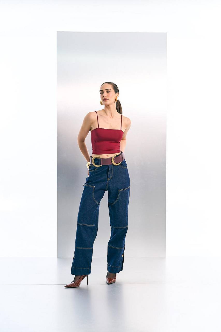 Calça Jeans Recortes - Jeans CAL2091JEA