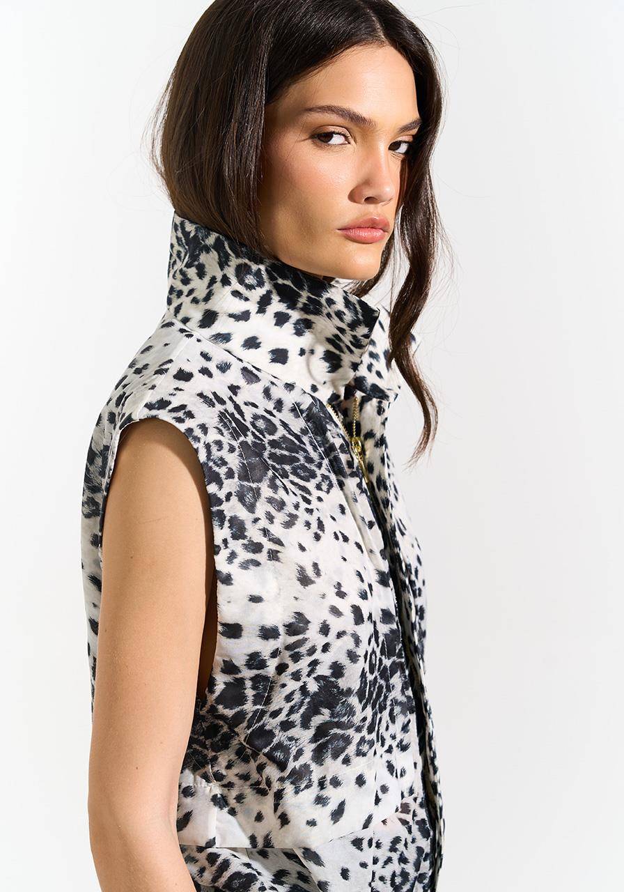 Colete Estampado Barra Peplum Com Faixa - White Tiger COL0032WH TG