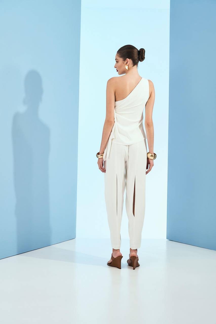 Calça Fenda Sobreposta - Off White CAL0094OFF