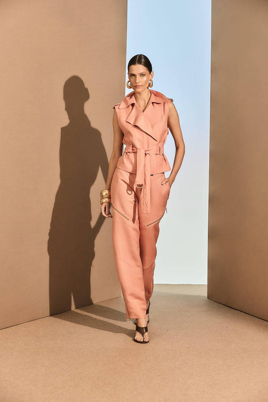 Colete Linho Faixa Meia Argola - Peach COL0019-PEA