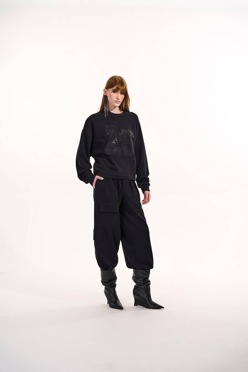 Calça Slouchy Com Bolsos - Preto CAL0144PTO