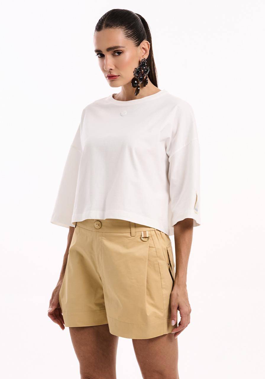 T.shirt Algodão Ampla - Off White BLU2150OFF