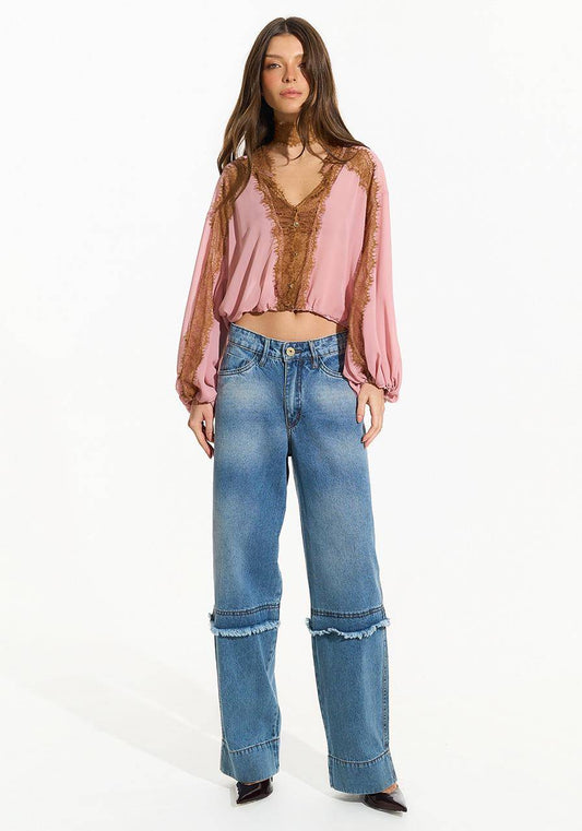 Calça Jeans Recorte Frontal - Jeans CAL0239JEA