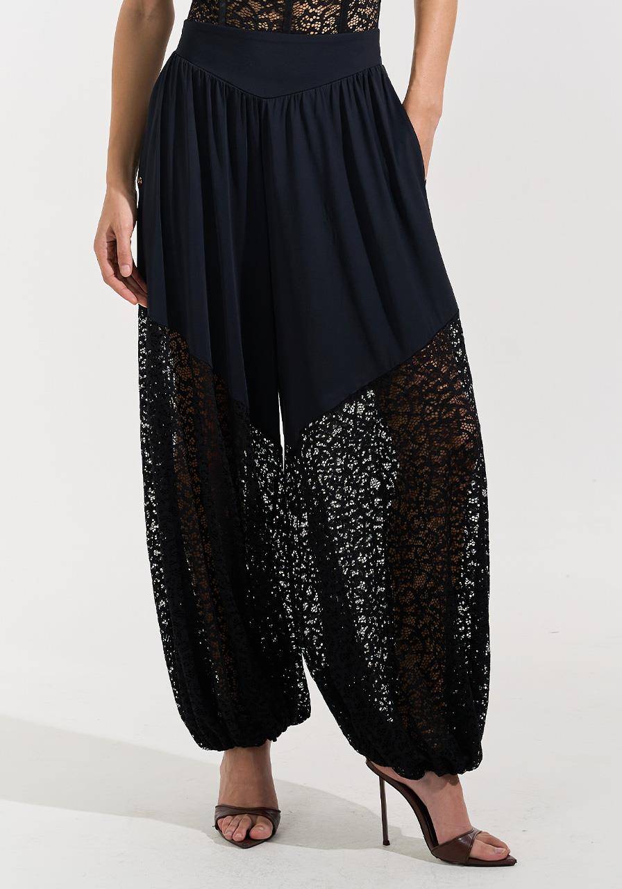 Calça Aladim Com Renda - Preto CAL0214PTO