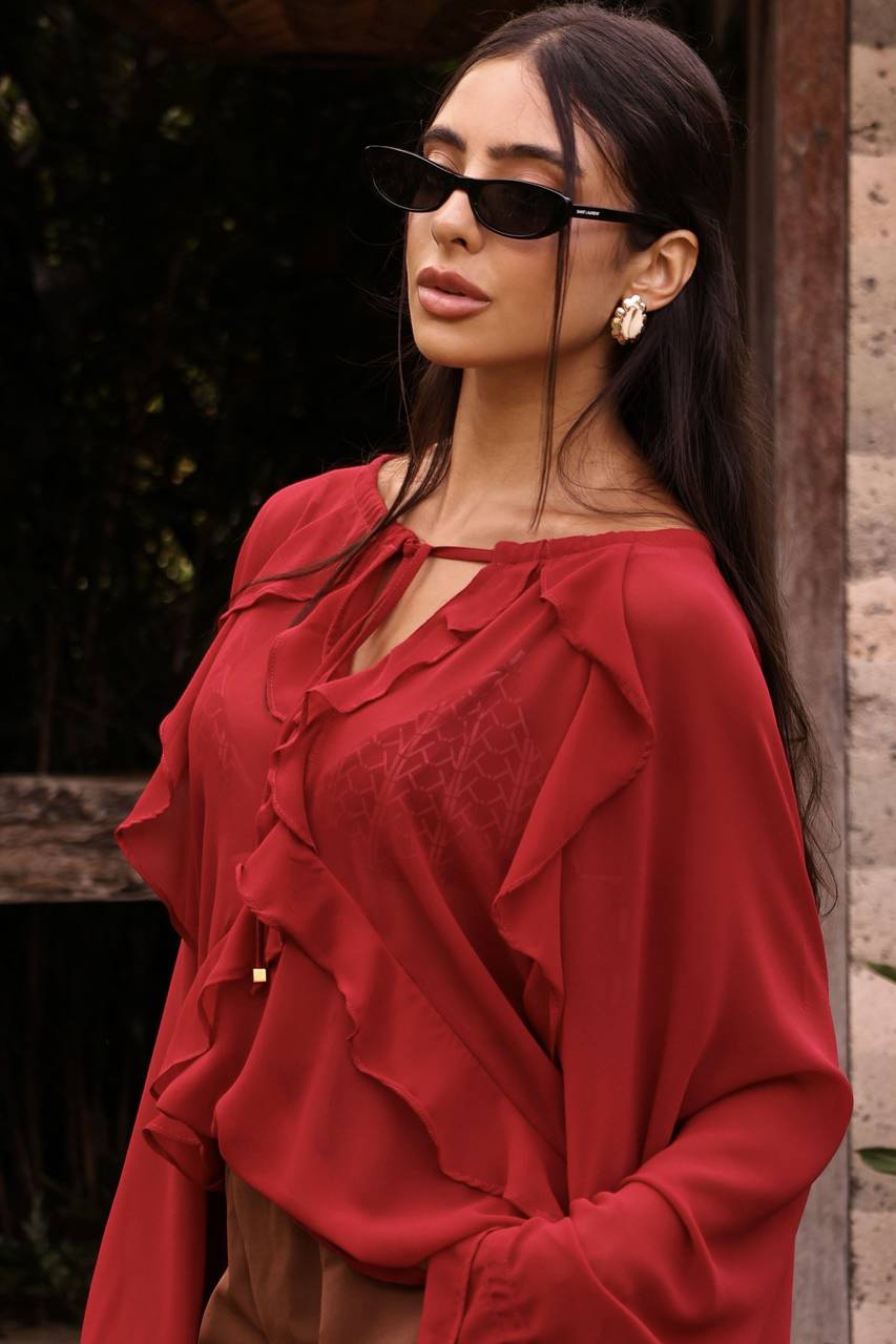 Blusa Crepe Babados BLU0001VIN