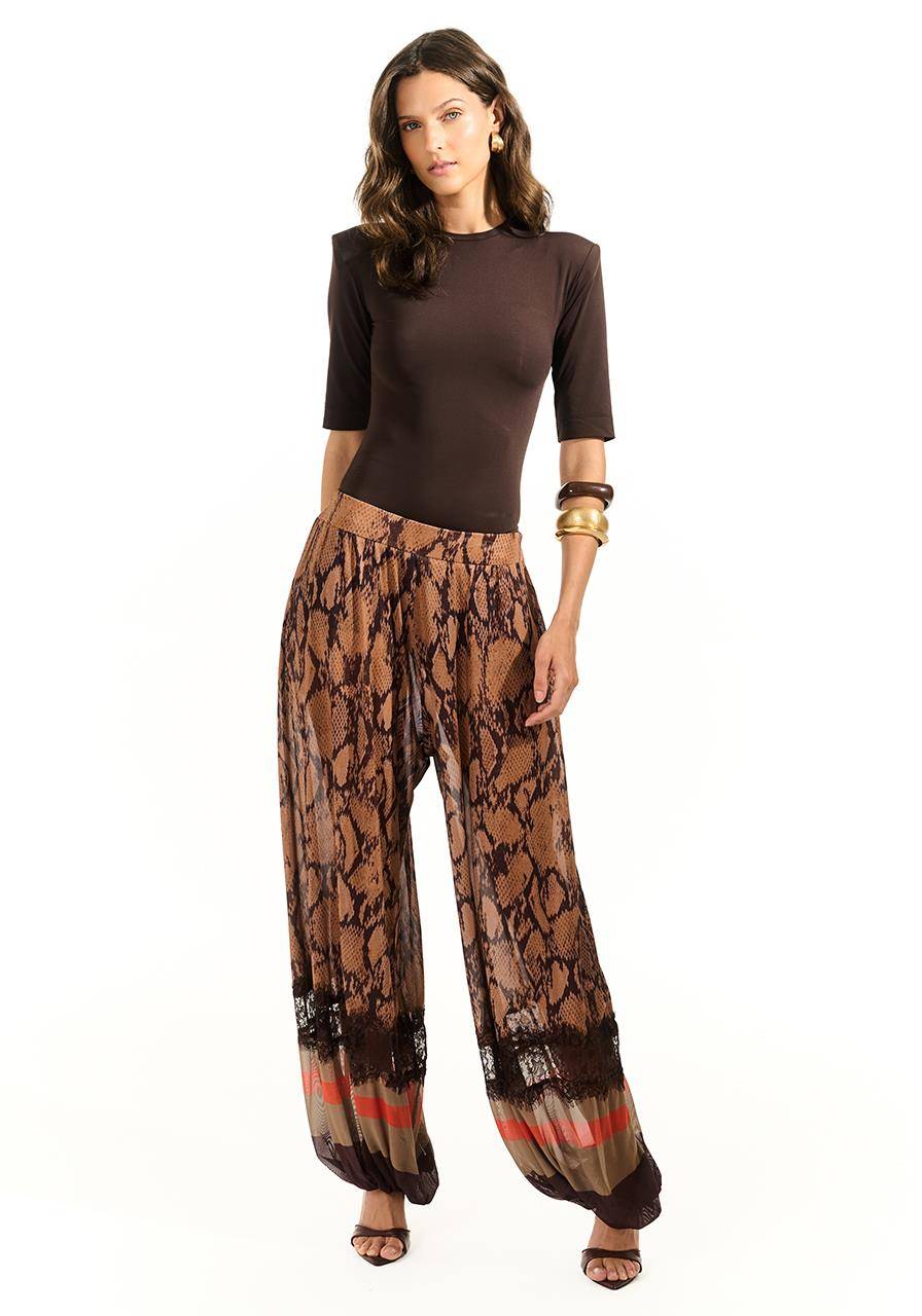 Calça Estampada C/ Sopreposição - Choco Snake CAL0195CH SN