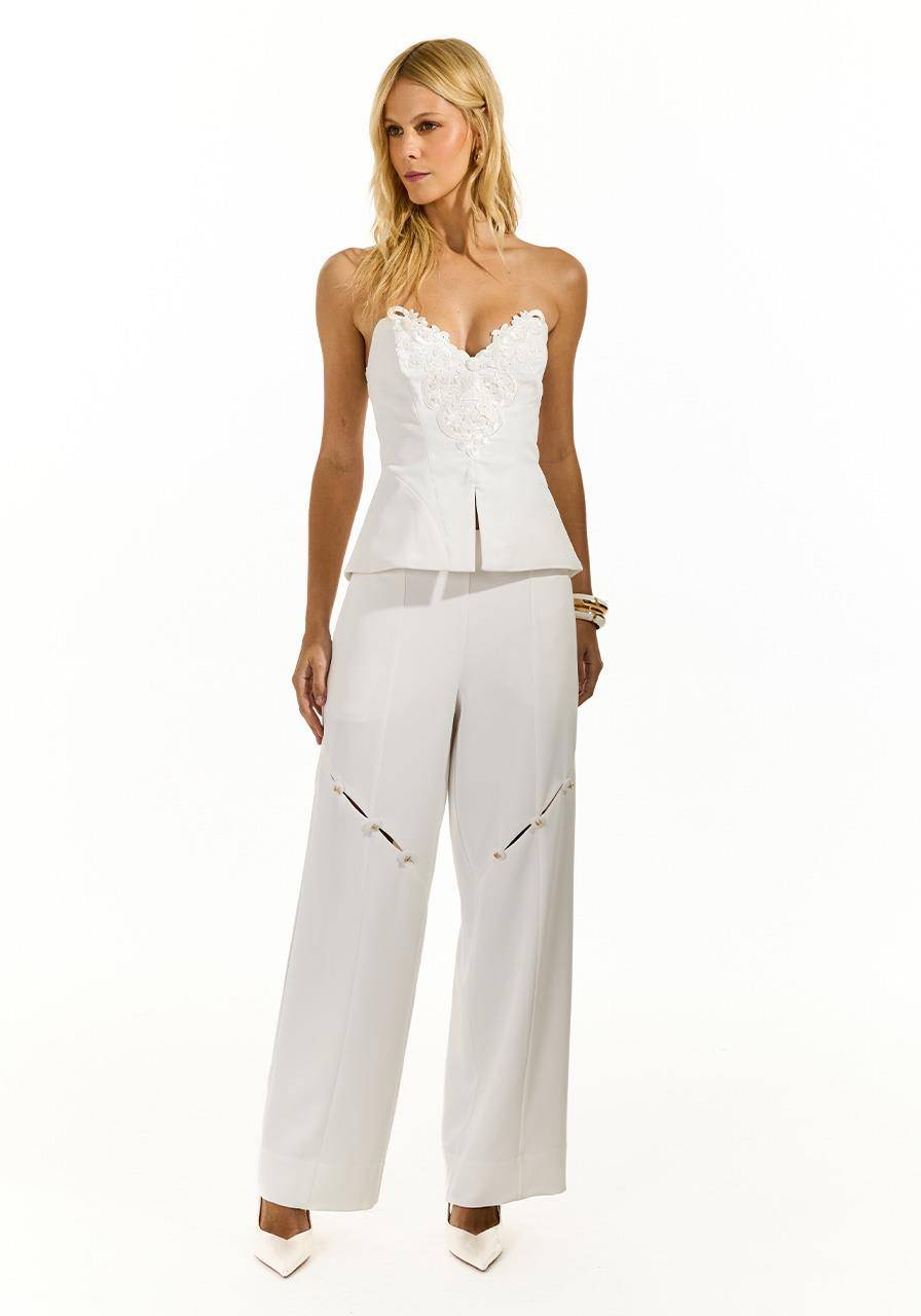 Calça Ziper Transversal - Off White CAL0221OFF