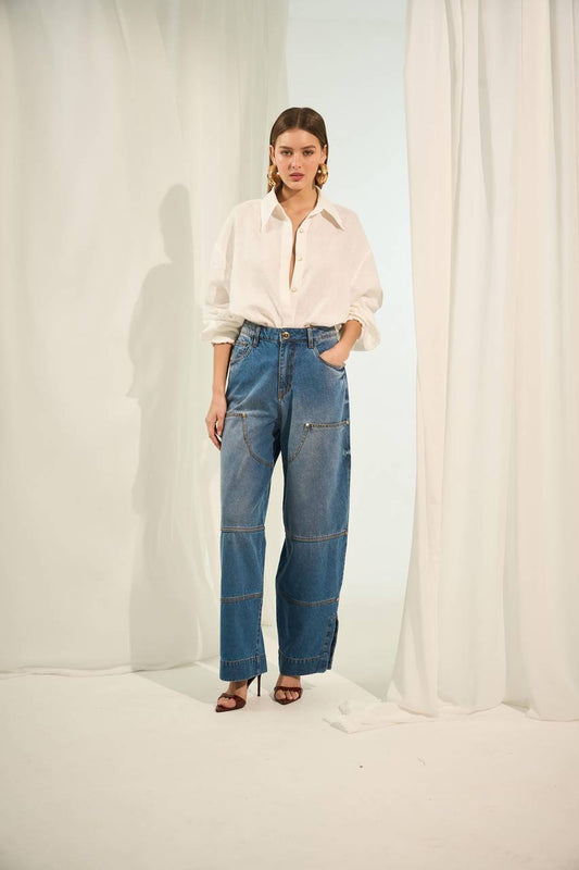 Calça Jeans Cargo - Jeans CAL2037JEA