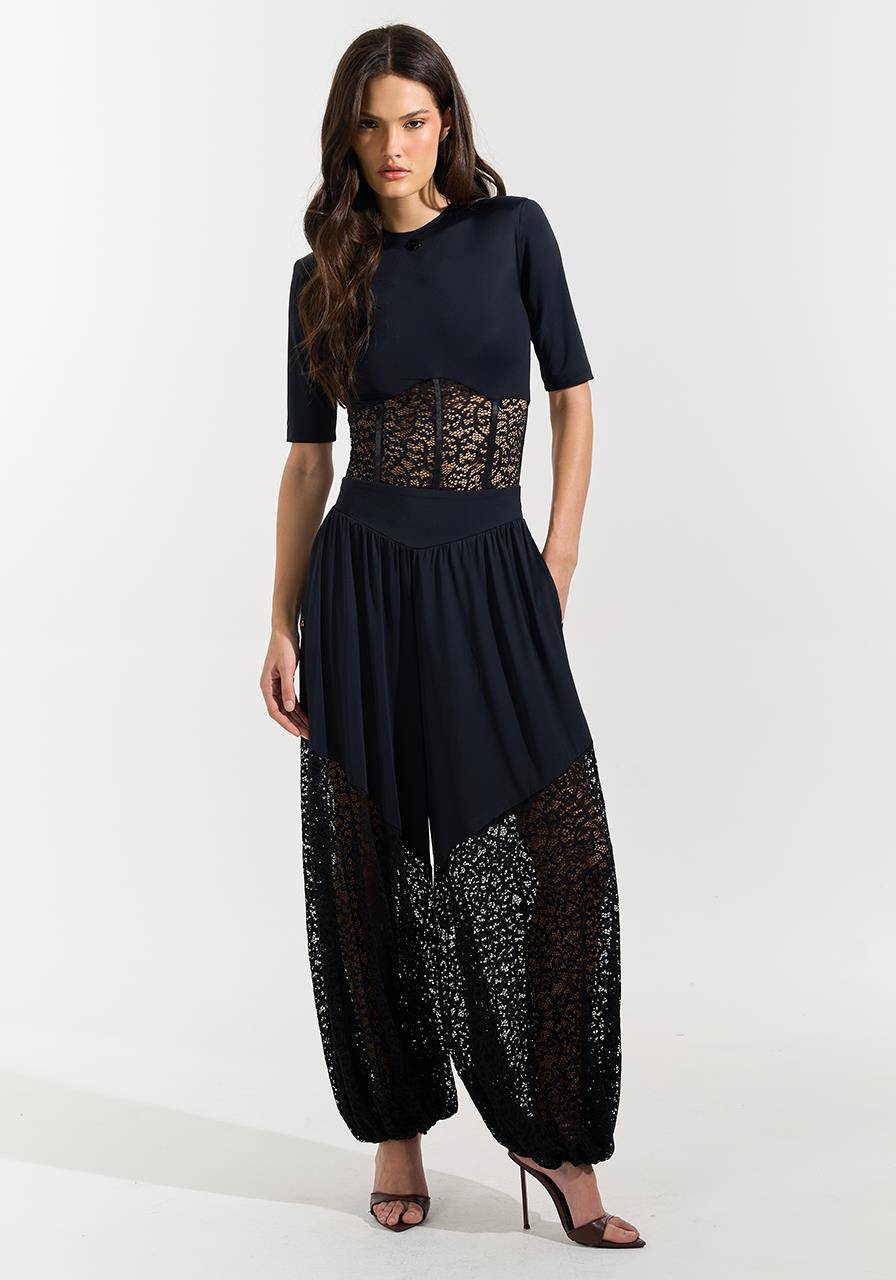 Body Malha Ombreira Com Renda - Preto BOD0046PTO
