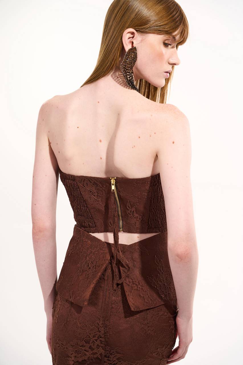 Top Corselet Renda - Marrom TOP0065MRO