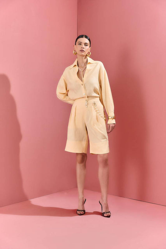 Camisa Linho Rolotê Pérola - Manteiga CAM0020MAN