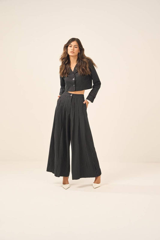 Conjunto Calça Saia Pantacurt Risca Gis - Preto CJT0012PTO