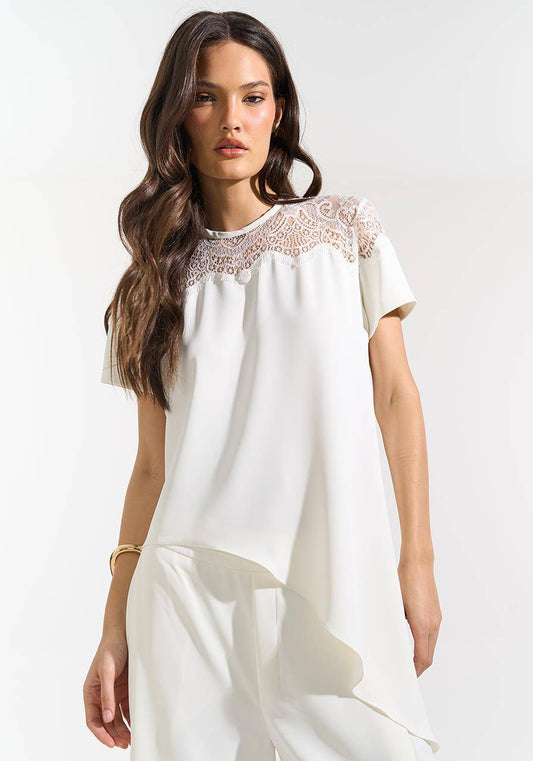 Blusa Assimétrica C/ Renda - Off White BLU0165OFF