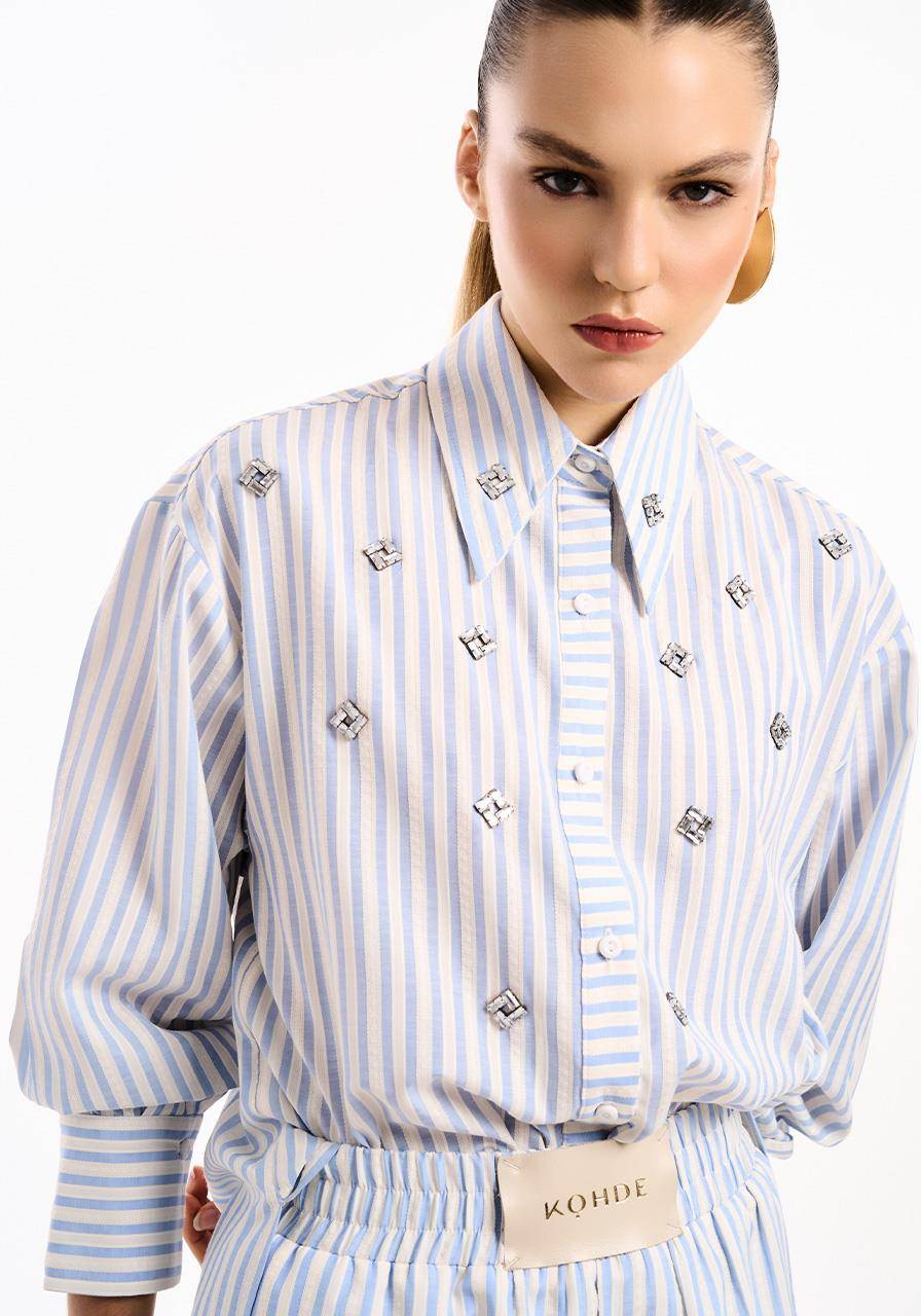 Camisa Listra Com Aplicação - Off/azul CAM2035OFF/AZ