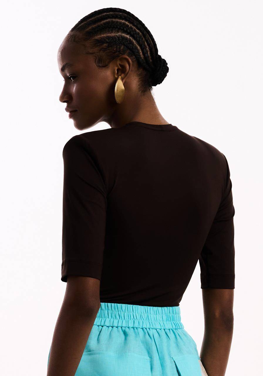 Blusa Com Ombreira - Cafe BLU2141CAF