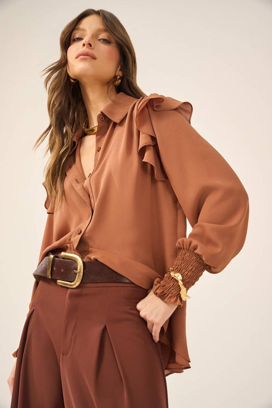 Camisa Georgette - Marrom CAM0005MRO