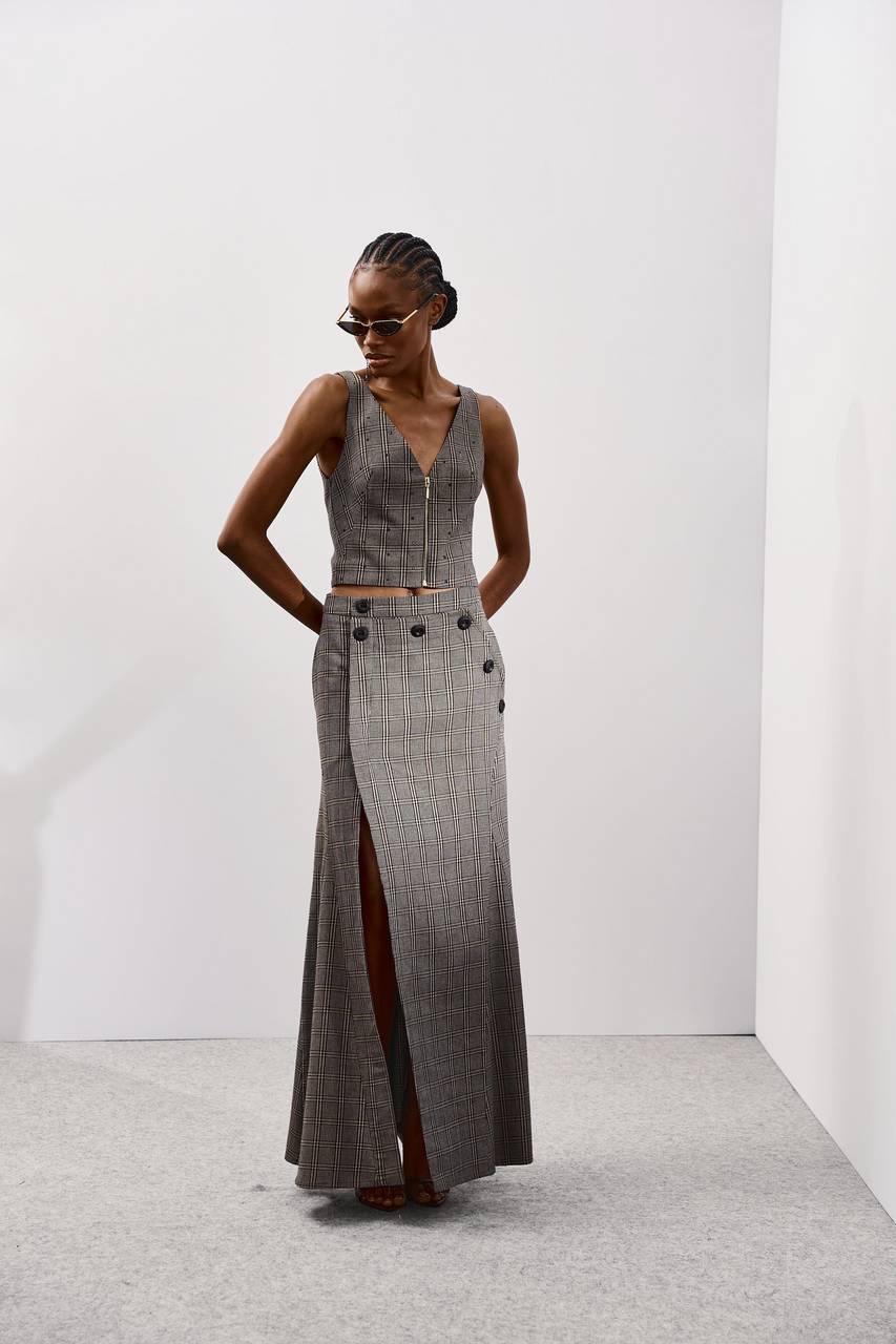 Blusa Decote V Pied Poule - Pied Poule BLU0100- PIED