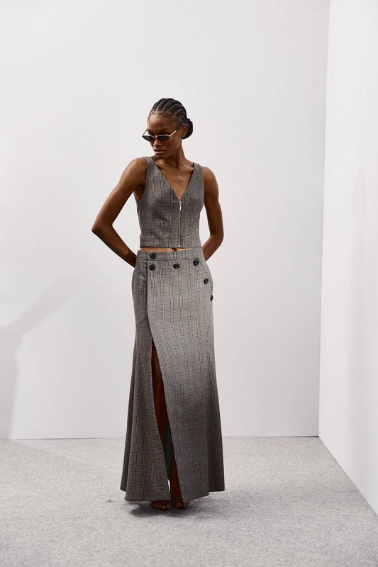 Blusa Decote V Pied Poule - Pied Poule BLU0100- PIED