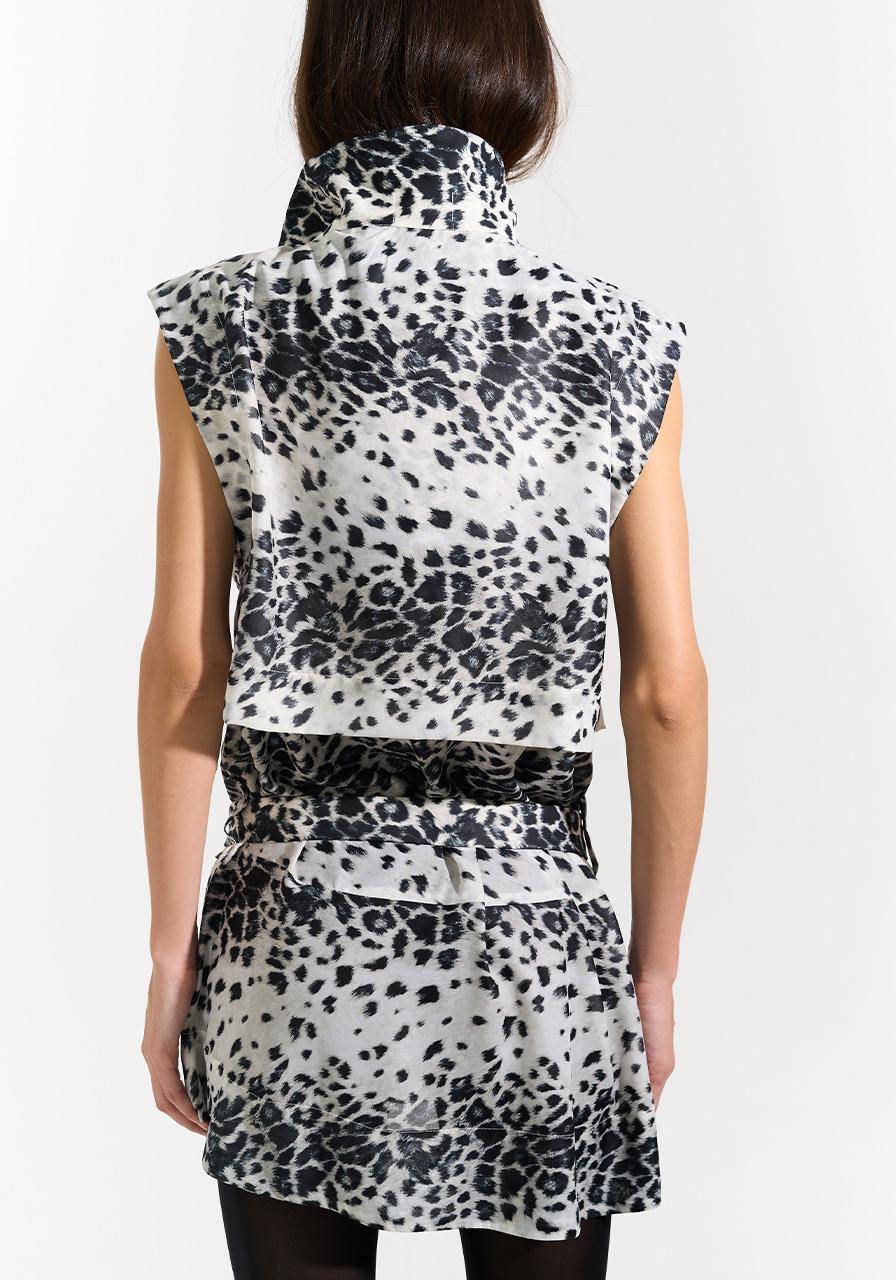 Colete Estampado Barra Peplum Com Faixa - White Tiger COL0032WH TG