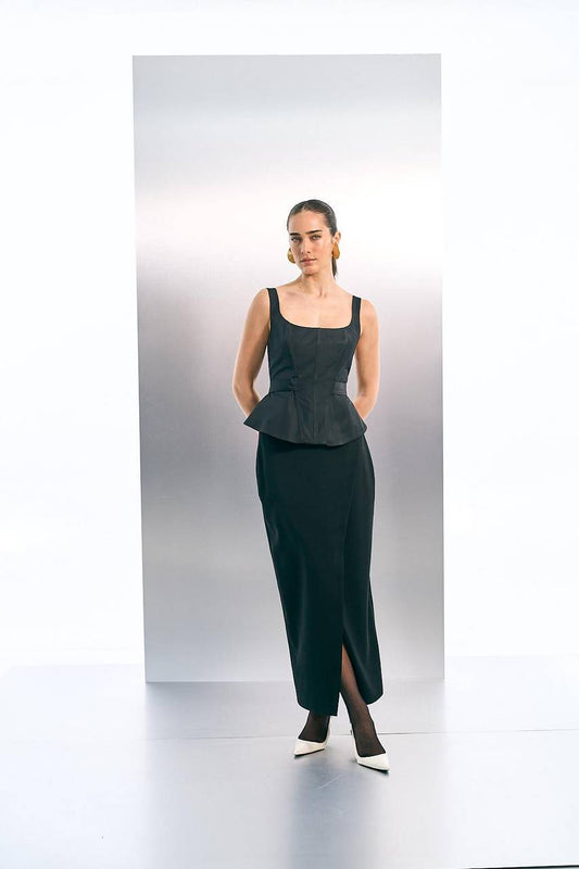 Corselet Reto Com Amarração - Preto TOP2026PTO