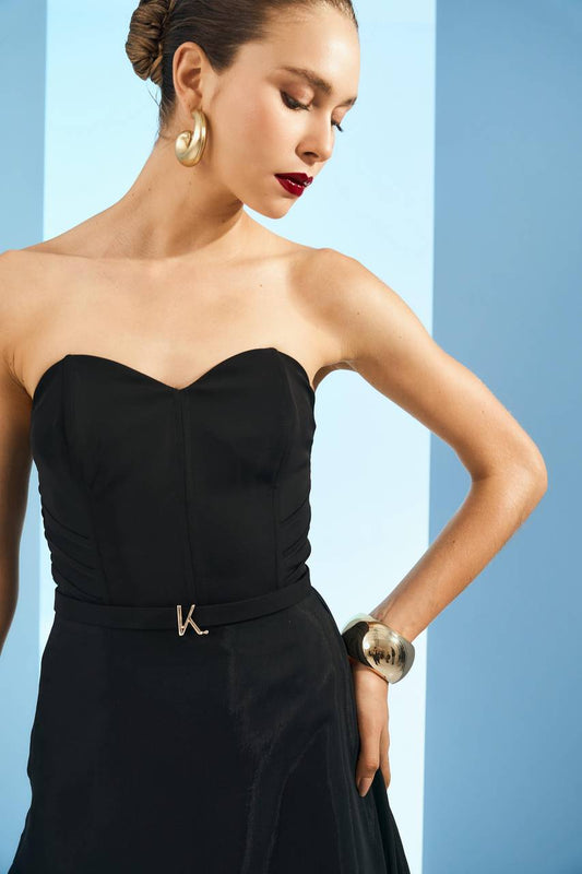 Vestido Curto Top Recote Saia Sobreposição Transparente - Preto VES0054PTO