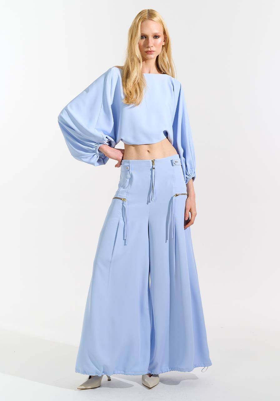 Calça Cos Estruturado - Azul Claro CAL0194AZCL