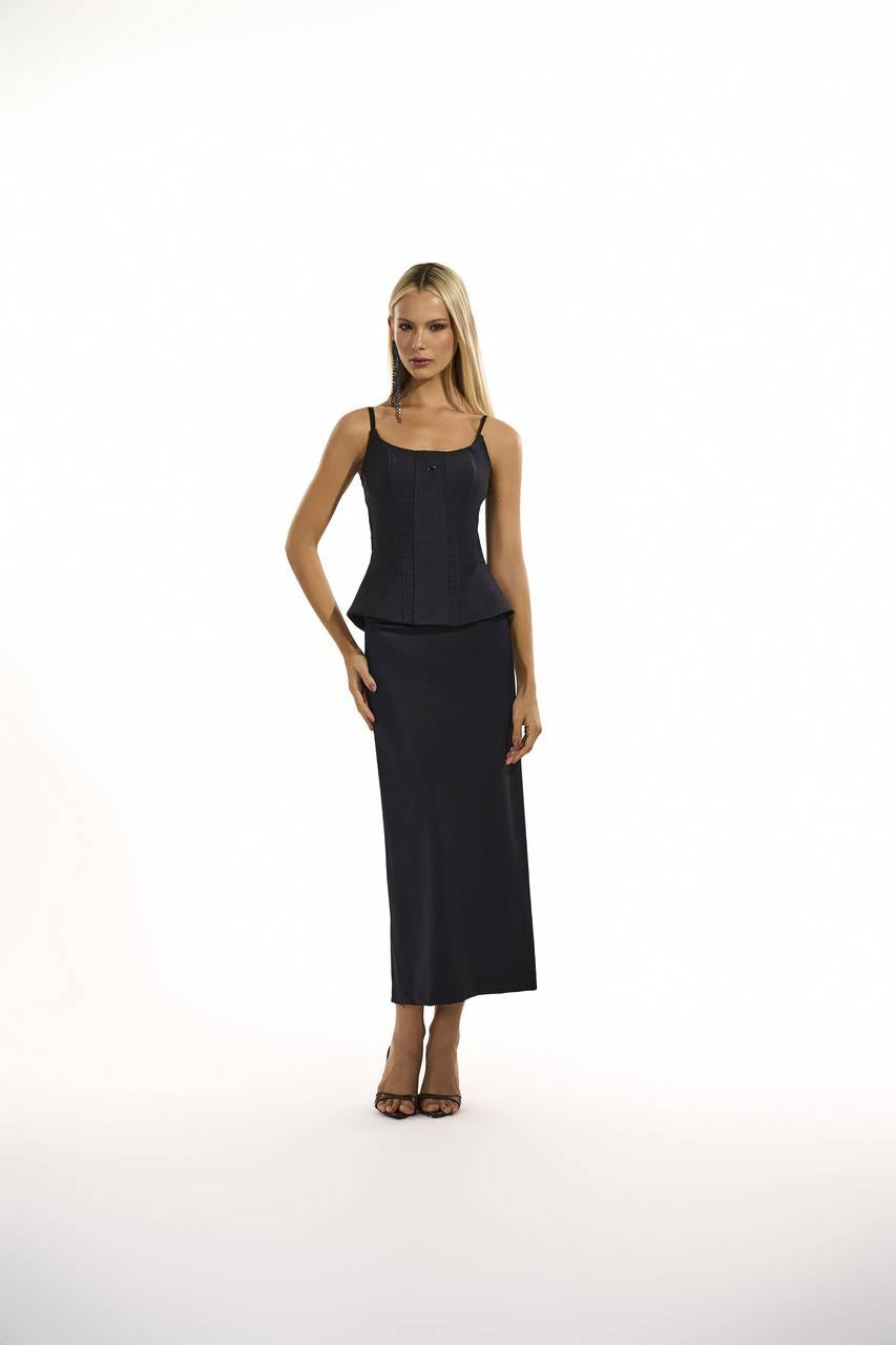 Top Corselet Justo Em Lycra - Preto TOP0064PTO