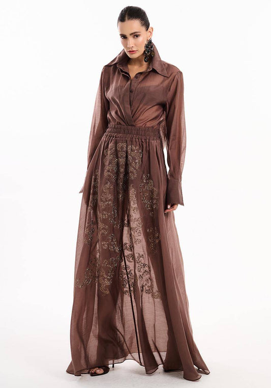Saia Longa Com Transfer - Chocolate SAI2061CHO