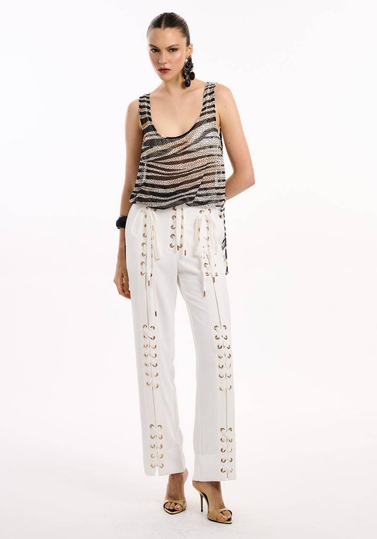 Calça Alfaiataria Ilhós - Off White