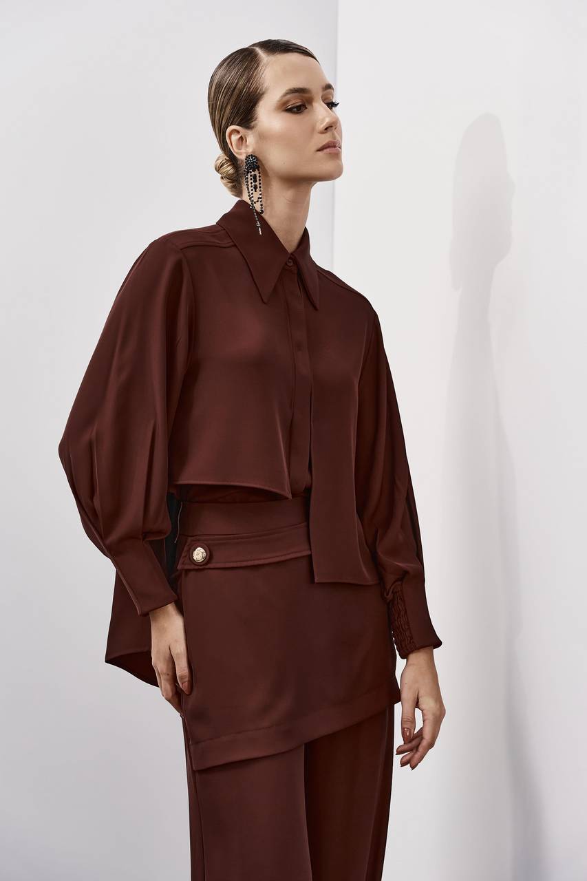 Camisa Frente Sobreposta - Marrom CAM0031MRO