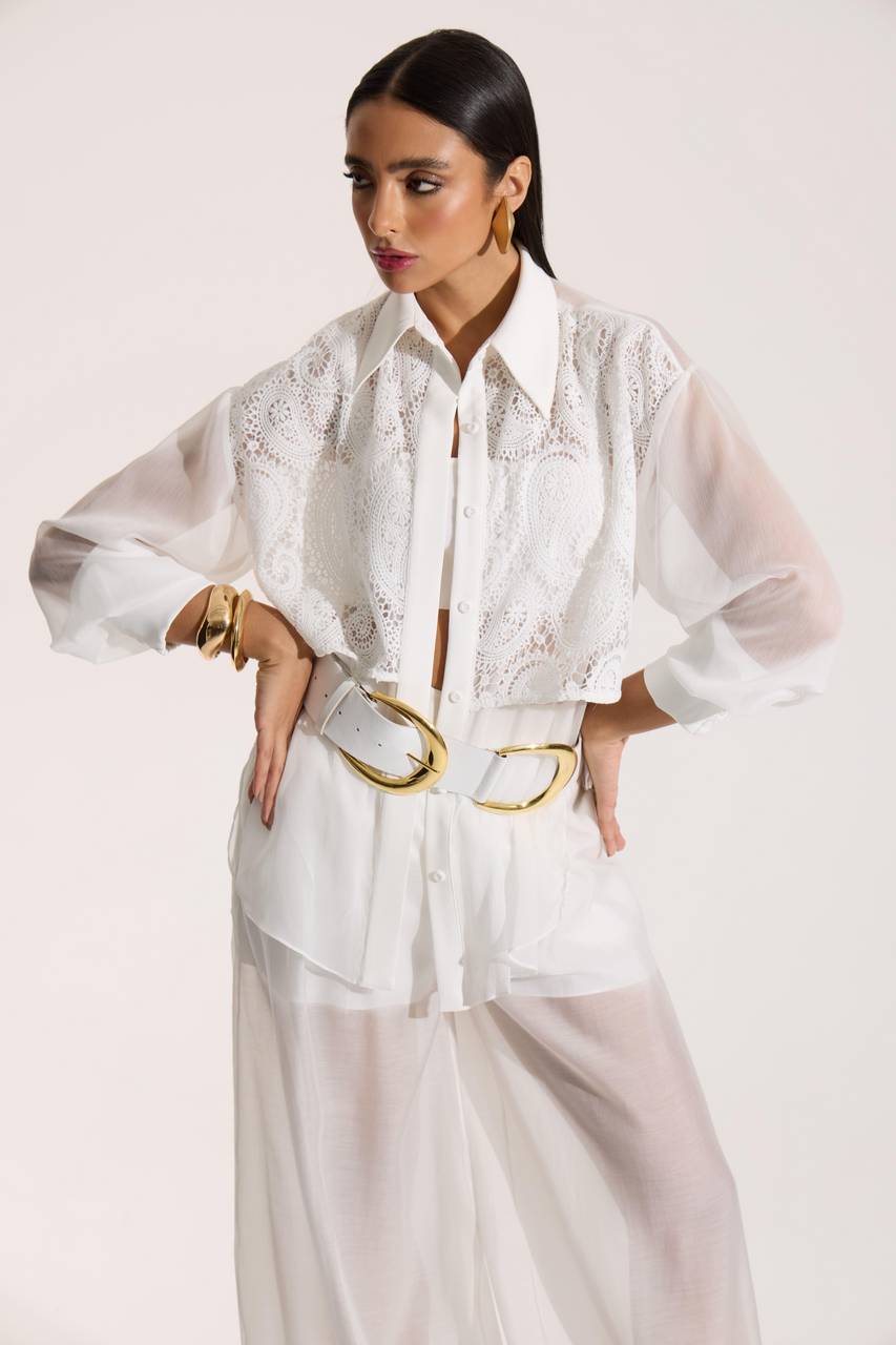 Camisa Voil Com Renda - Off White CAM0029OFF