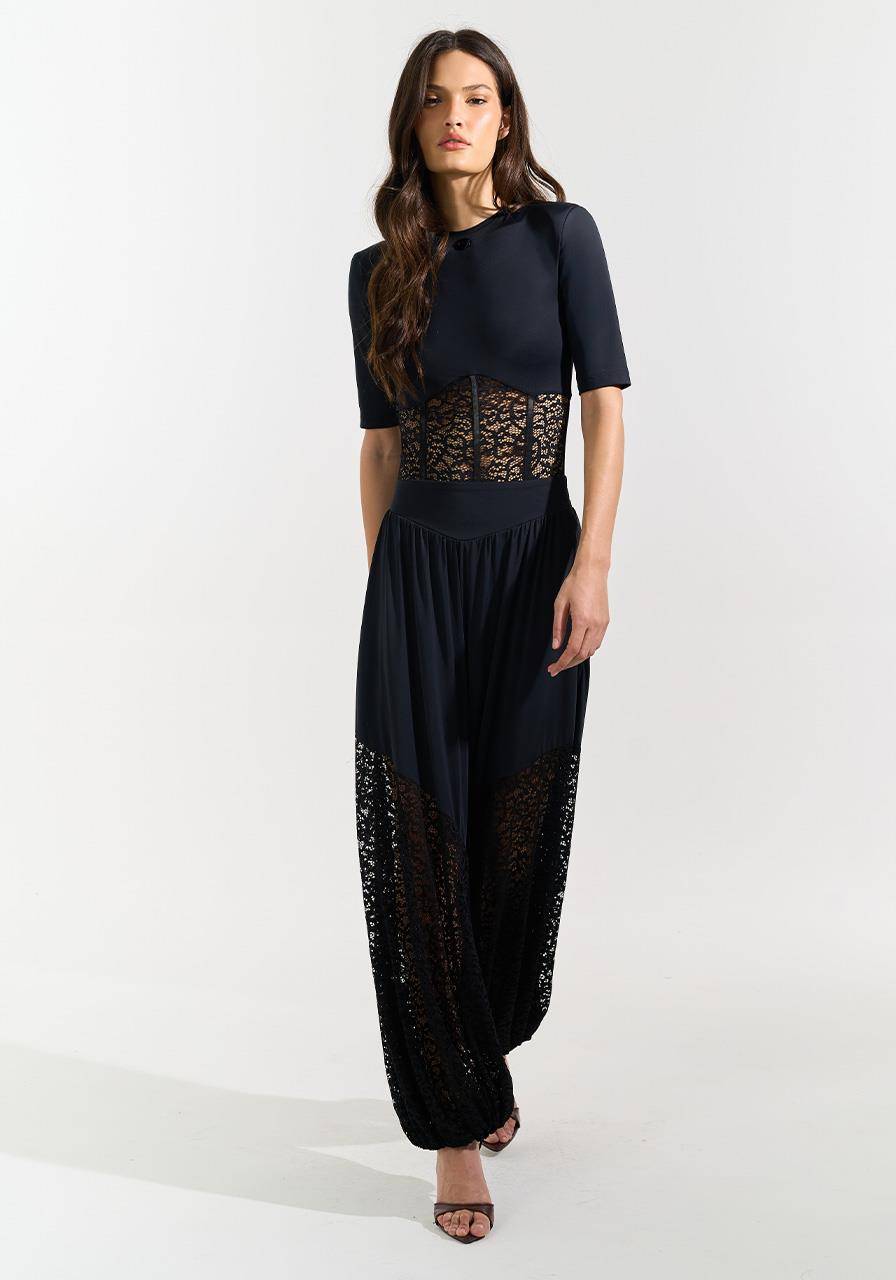 Calça Aladim Com Renda - Preto CAL0214PTO