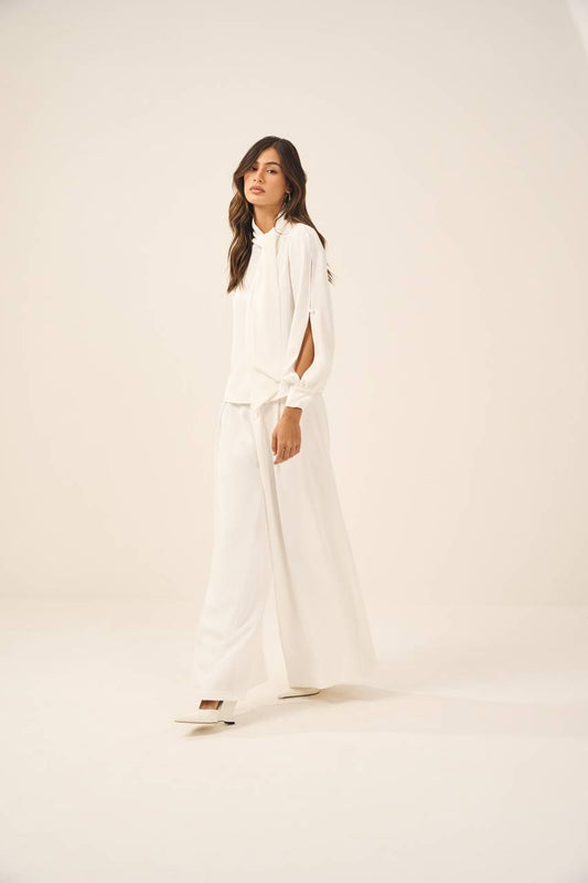 Camisa Gola Laço - Off White CAM0008OFF