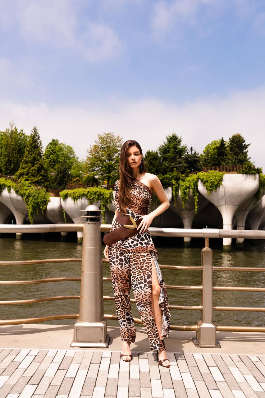 Calça Detalhe Babado - Brown Leopard CAL0175BROWL