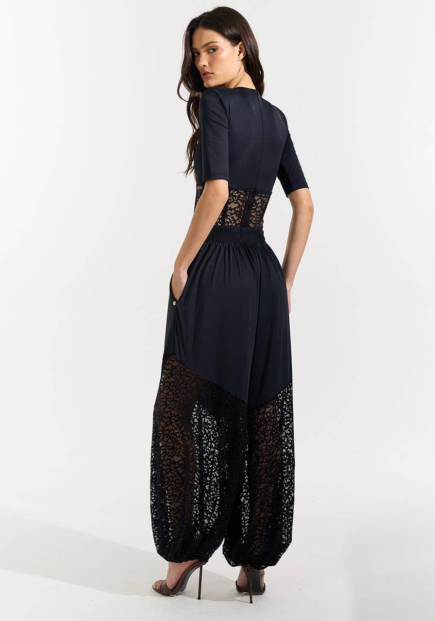 Calça Aladim Com Renda - Preto CAL0214PTO