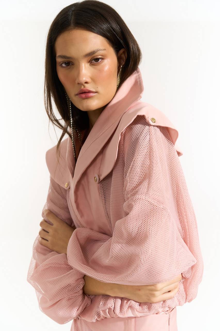 Jaqueta Cropped Tela - Rose JAQ0031RS