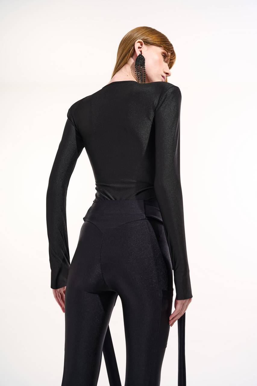 Calça Justa Cós Alto Tiras Cruzadas - Preto CAL0166PTO