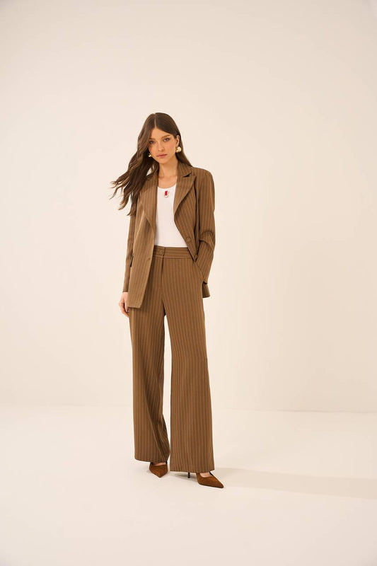 Calça Risca De Giz - Caramelo CAL0016PELE