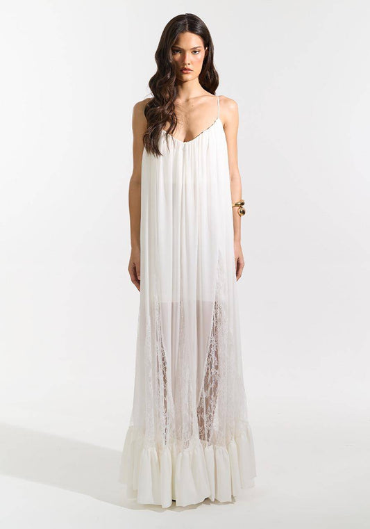 Vestido Longo Com Nesgas - Off White VES0118OFF