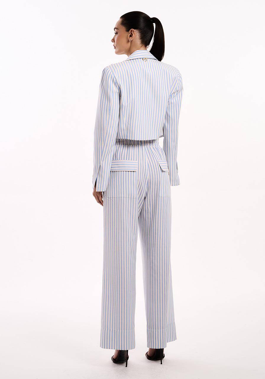 Calça Wide Leg Listrada - Off/azul CAL2108OFF/AZ