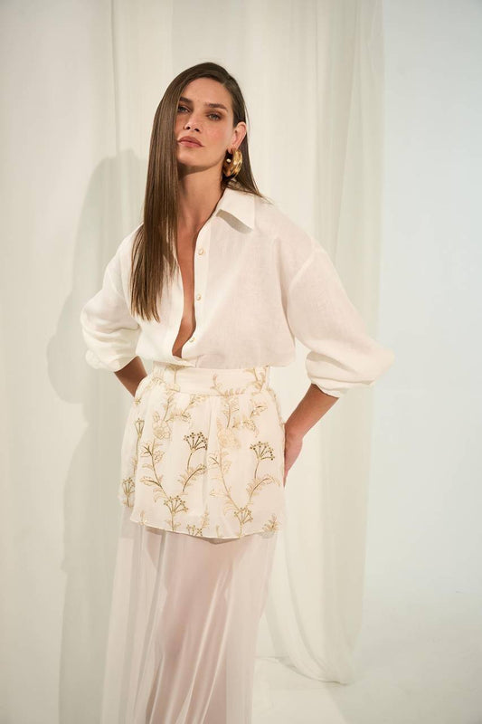 Saia Midi Com Sobre Saia - Off White SAI2018