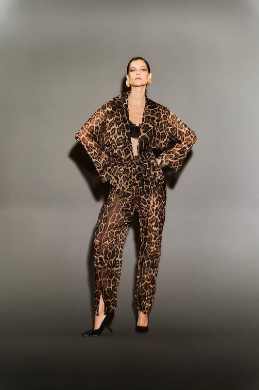 Jaqueta Animal Print Com Transparência - Animal Print Onça JAQ0012ANI