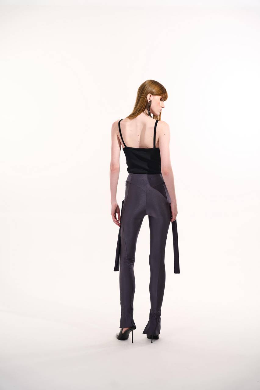 Calça Justa Cós Alto Tiras Cruzadas - Grafite CAL0166GRA