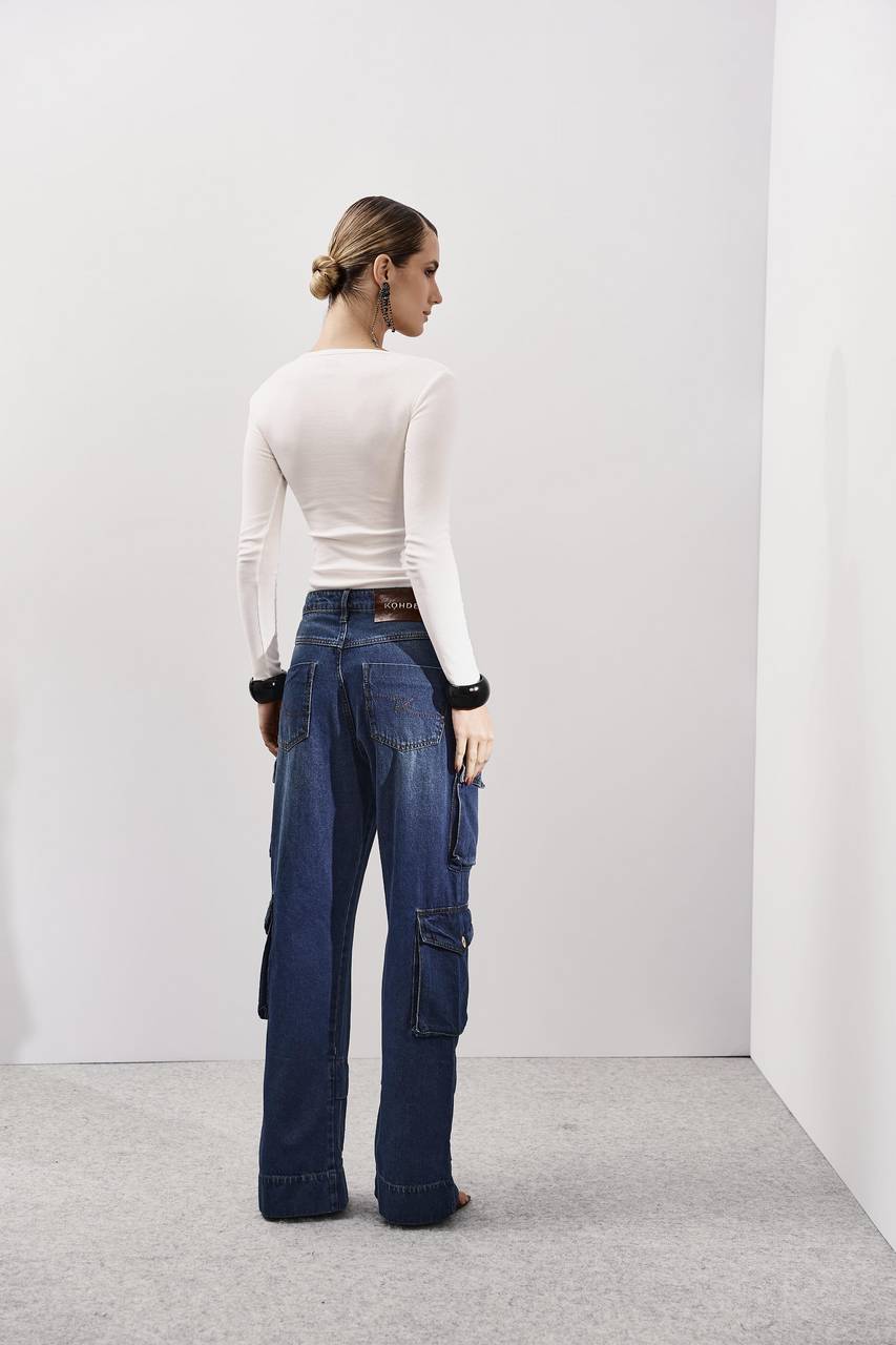 Calça Jeans Reta Super Cargo - Jeans CAL0141JEA