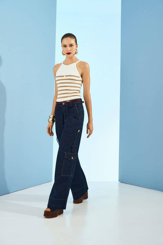 Calça Cargo Jeans - Jeans Escuro CAL0089JEA