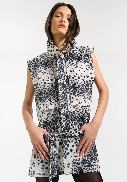 Colete Estampado Barra Peplum Com Faixa - White Tiger COL0032WH TG