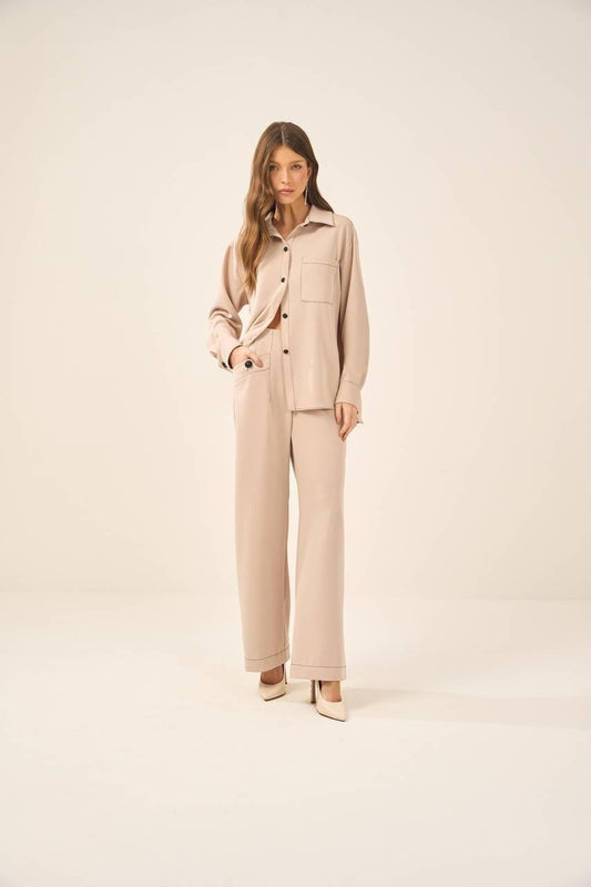 Camisa Crepe Pesponto - Areia CAM0010-ARE