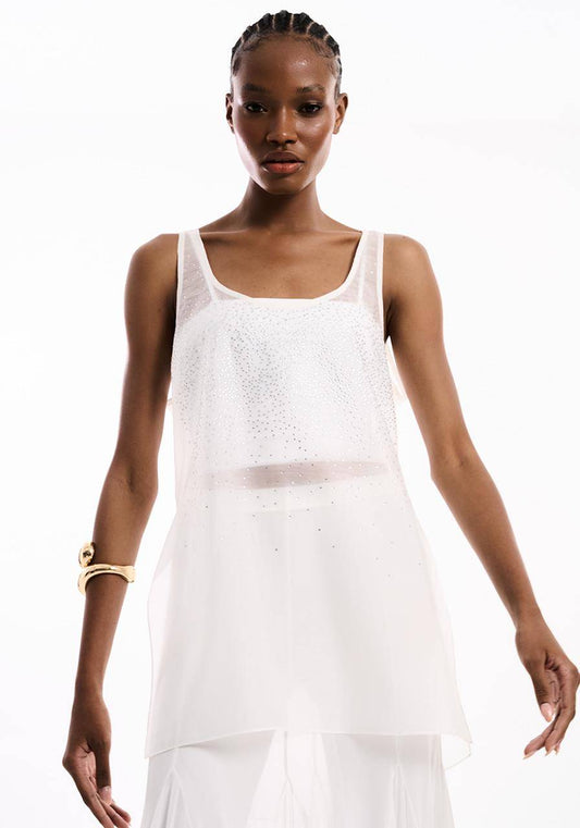 Regata Transparência Com Aplicação - Off White