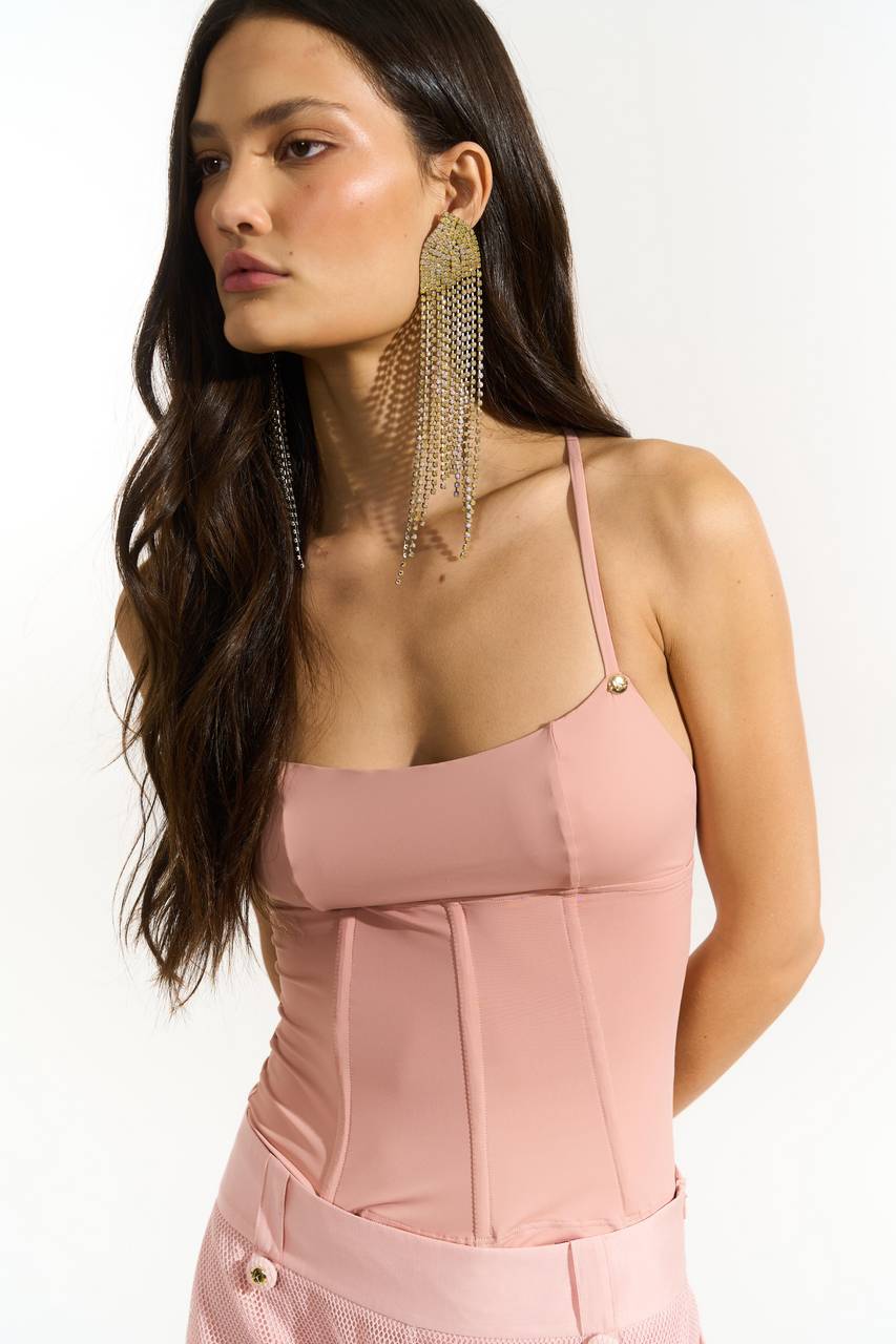 Top Corselet Em Malha - Rose TOP0068RS