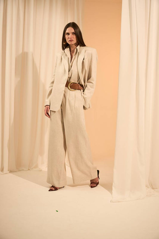 Calça Pantalona Linho - Natural CAL2033